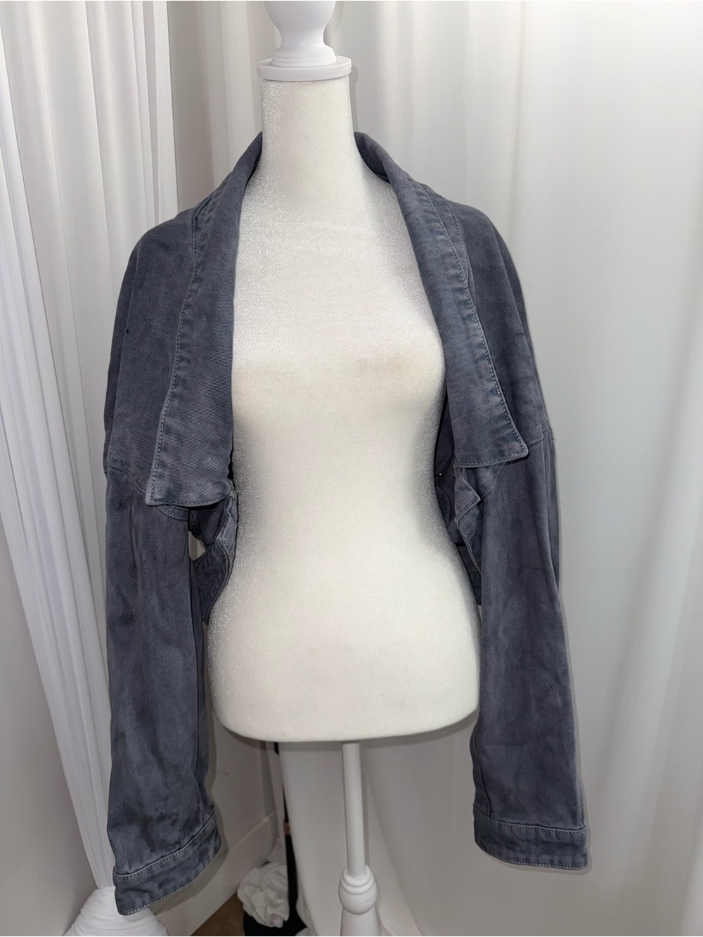 Denim acid wash bolero style jacket